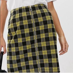 Pieces Plaid Zip Through A Line Mini Skirt